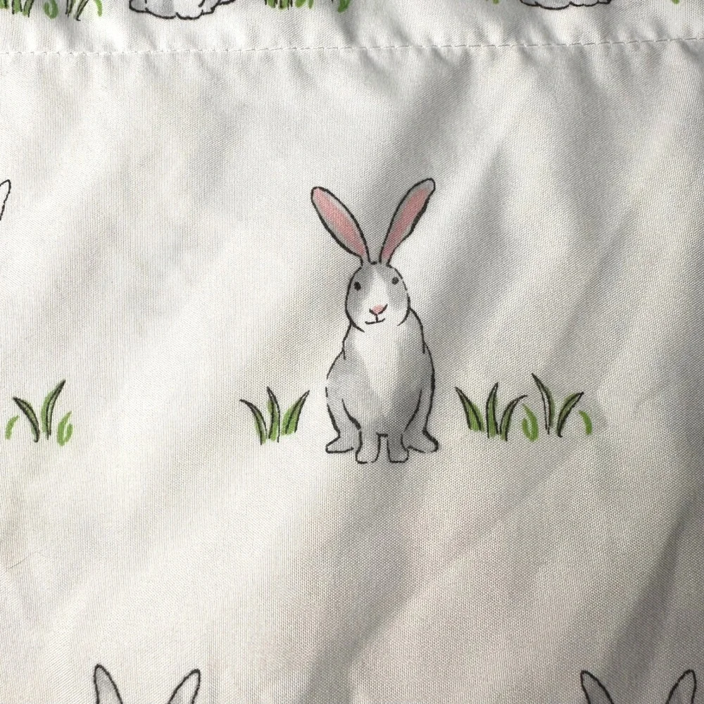 Cynthia Rowley Bunny Rabbit Floral Print White Bed Queen Sheet Set Easter